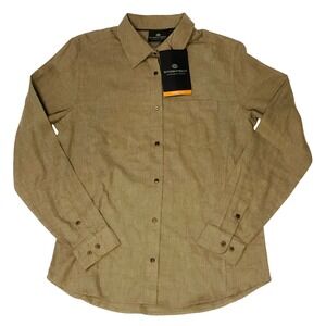 Stormtech SLW-1W Women's Cambridge Long Sleeve Shirt tan stone cotton NWT Medium